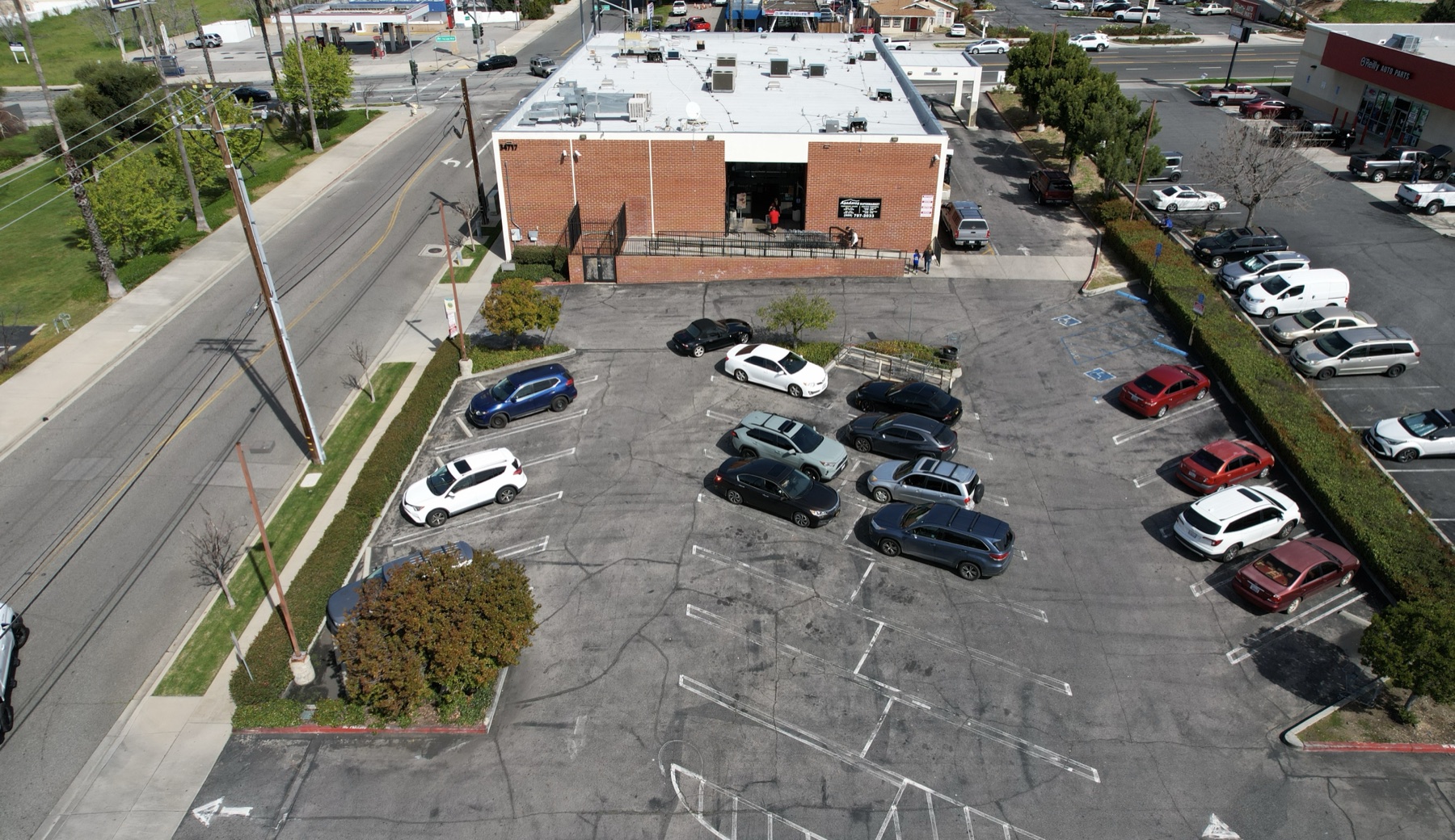 Asaderos Supermarket storefront and parking area in Yucaipa